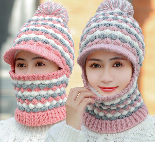 Women's Winter Fleece Thickened Knitted Warm Ear Protection Hat