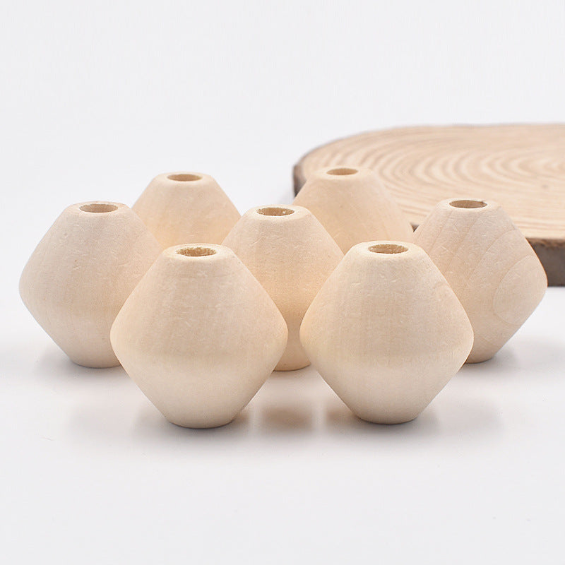 DIY Ornament Accessories Large Hole Rhombus Wooden Bead Tassel Bag Accessories Wooden