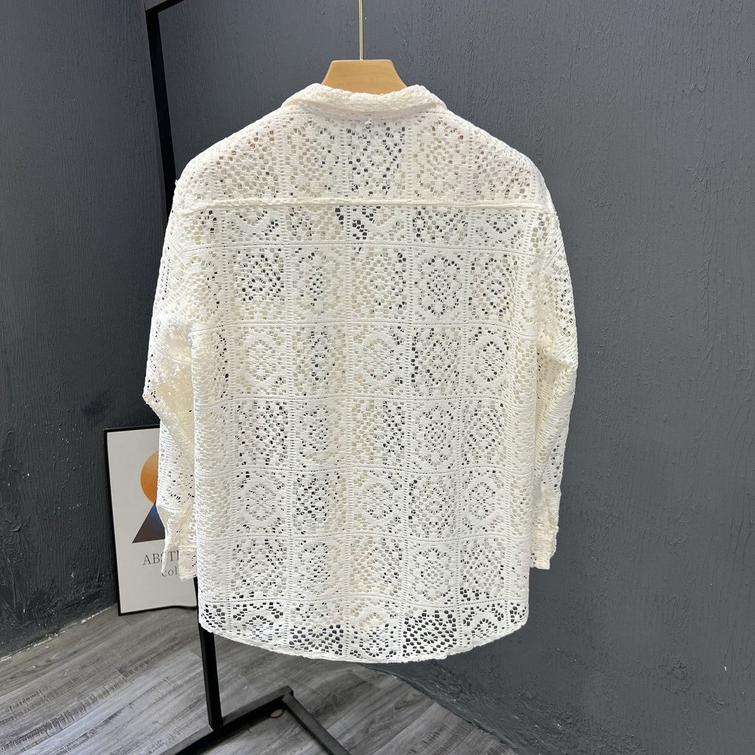 Long Sleeve Hollow Design Thin Cool Breathable Shirt