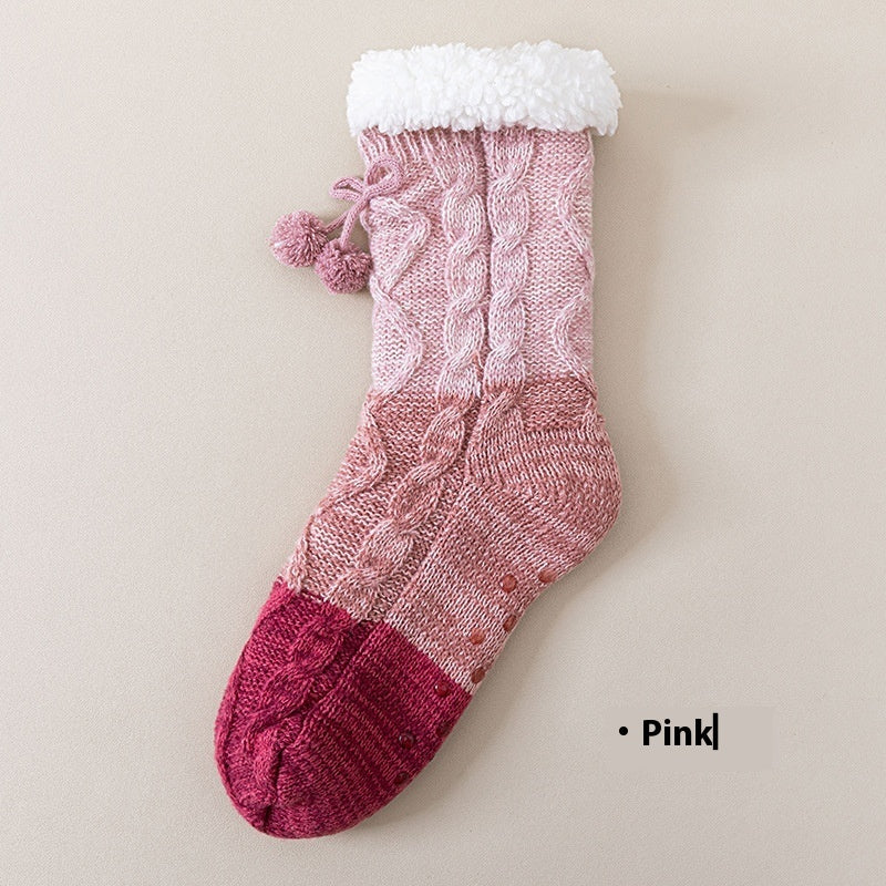 Lambswool Thickened Warm Mid-calf Length Socks Non-slip Floor Socks