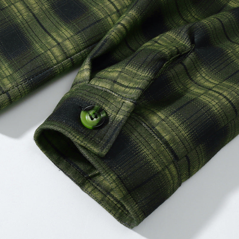Hooded Plaid Shirt Men's Loose Casual Jacket Student