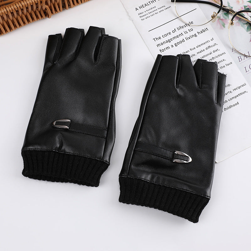 Fashion PU Leather Steampunk Women's Half Finger Gloves