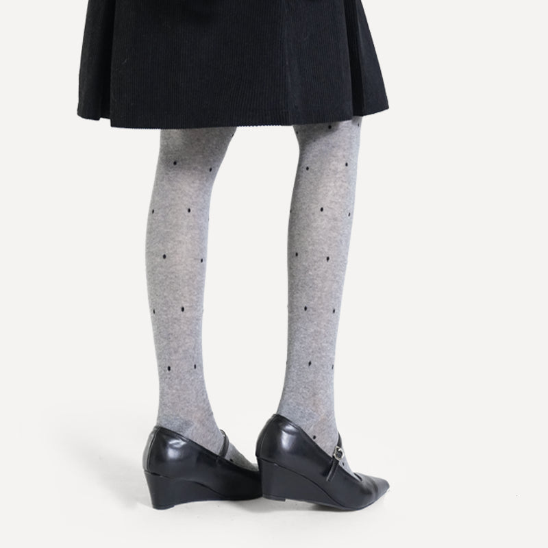 Cotton Slightly Transparent Gray Polka Dot Pantyhose