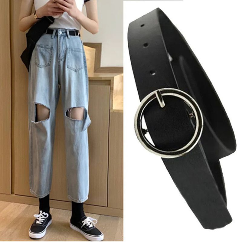 Ripped Wide-legged Jeans Women's Straight Loose High Waist