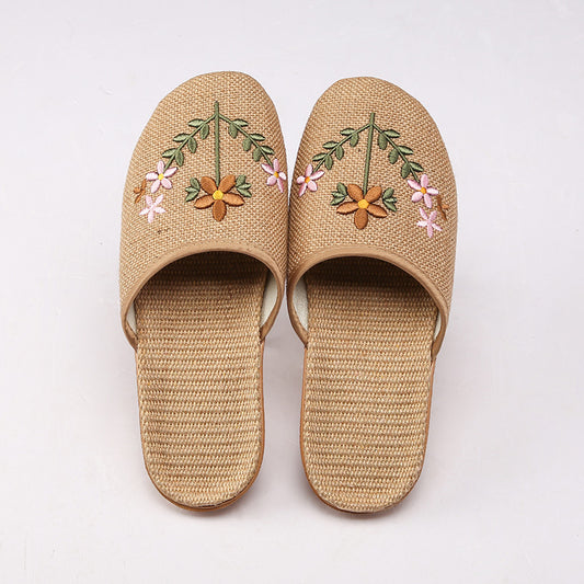 Linen Slippers Women's Home Indoor Non-slip Soft Bottom Cotton And Linen Thick