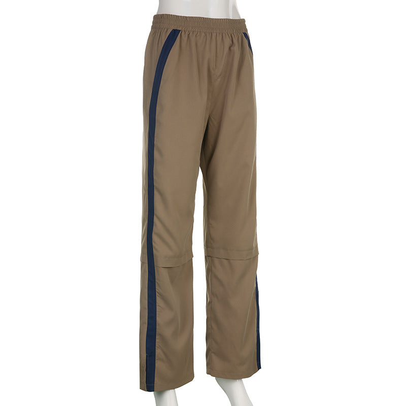 Side Contrast Stripe Splice Relaxed Pants