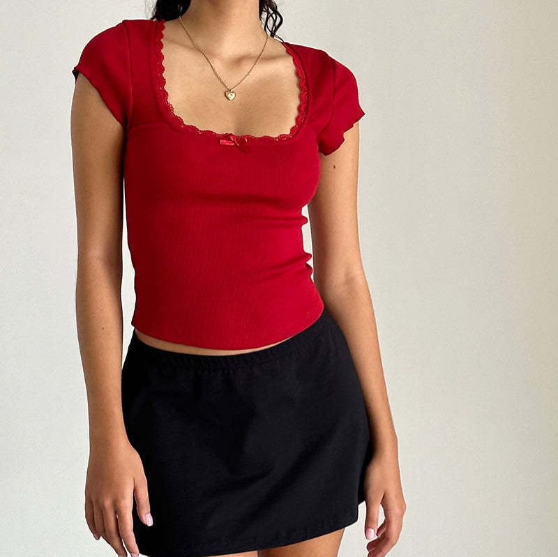 Women's Thread Outer Wear Solid Color Simple Short Sleeve