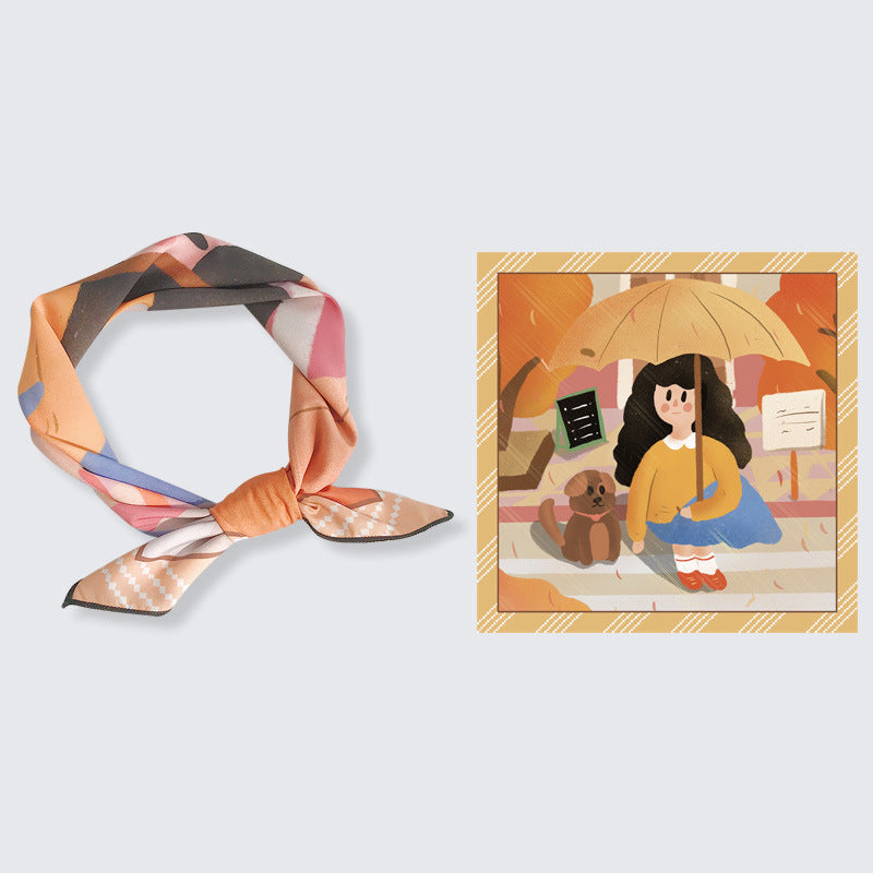 Decorative Spring And Autumn Chiffon Print Small Scarf