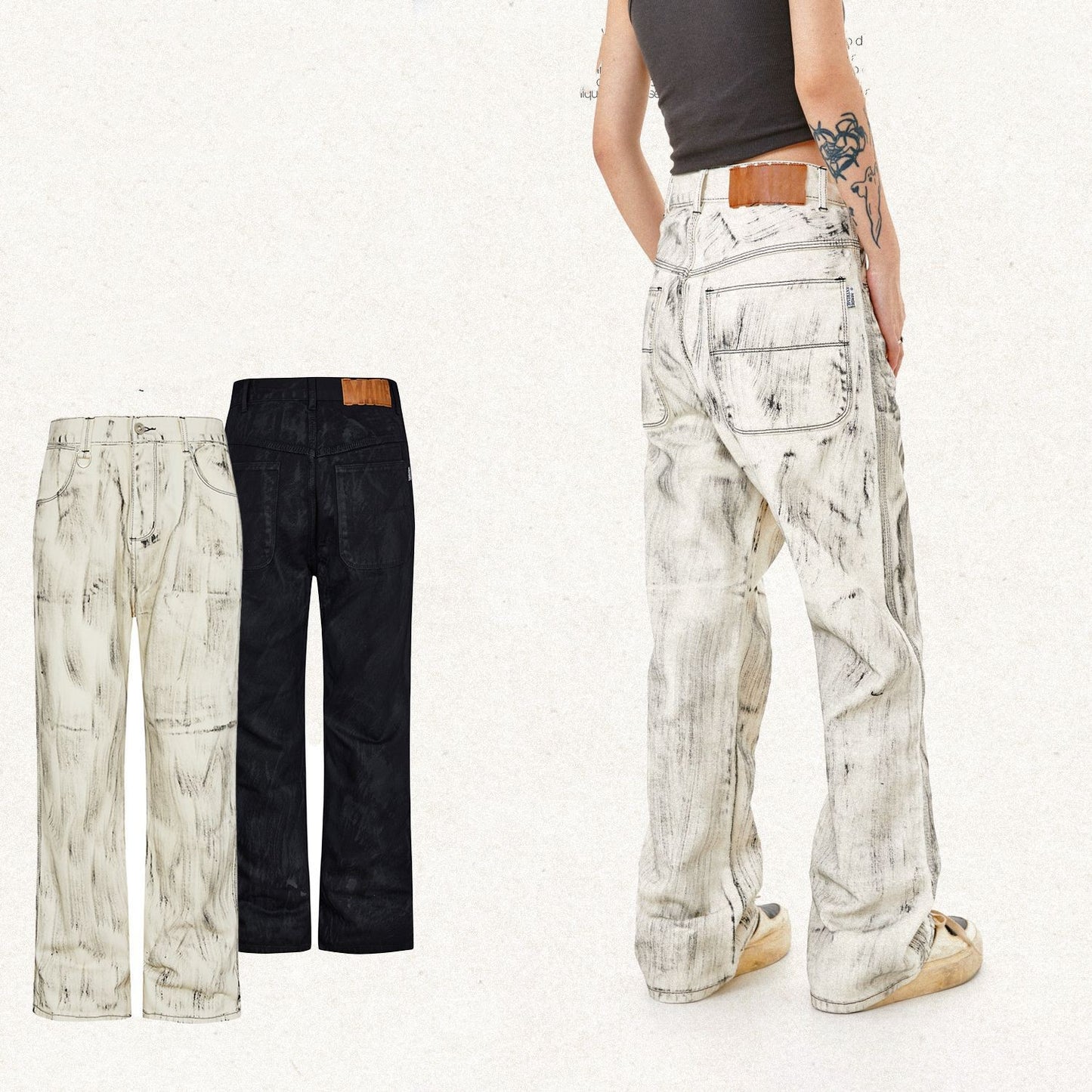 Håndholdt Børste Distressed Lige Jeans