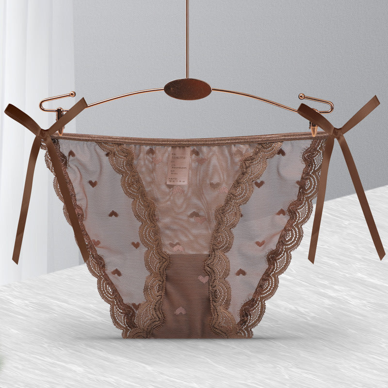 Ladies Fashion Lace Heart Thong Briefs