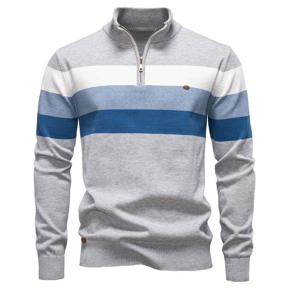 Europe And America's New Men's Chest Stand Collar Sweater