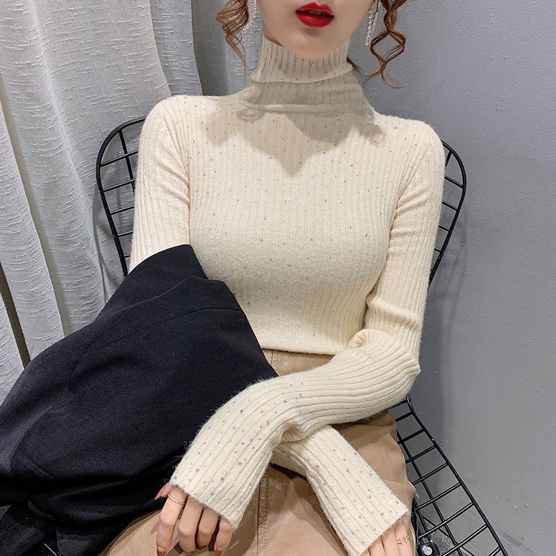 Thickened Starry Rhinestone Knitted Sweater