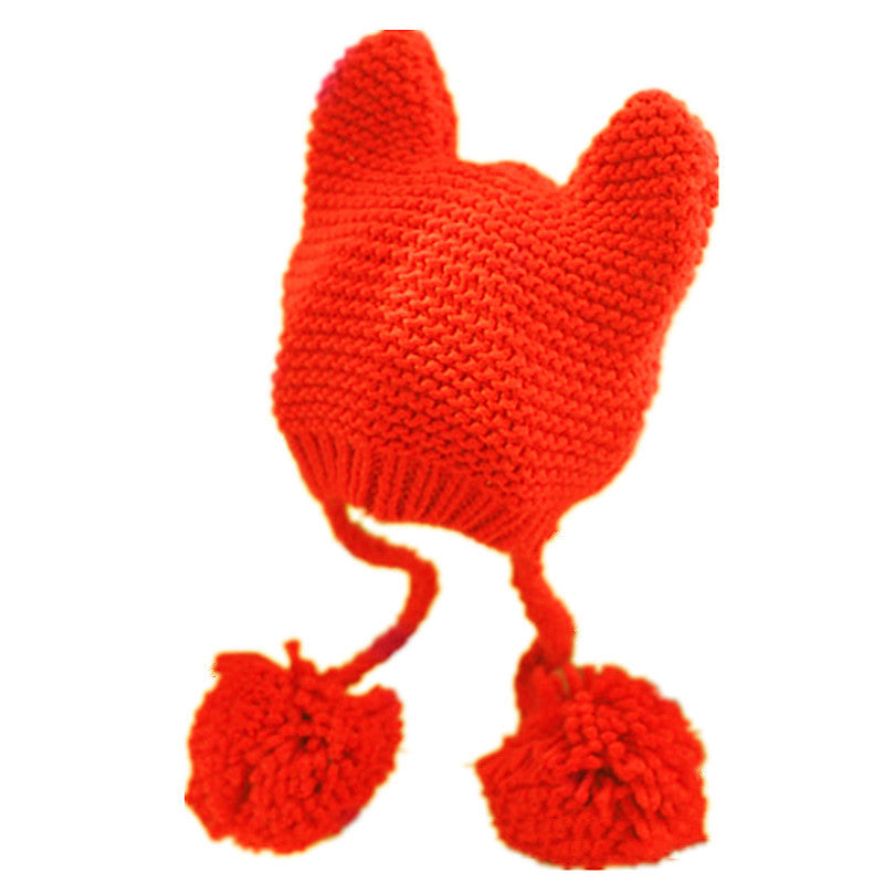 Warm Women's Hand Knitted Kawaii Cat Ears Hat