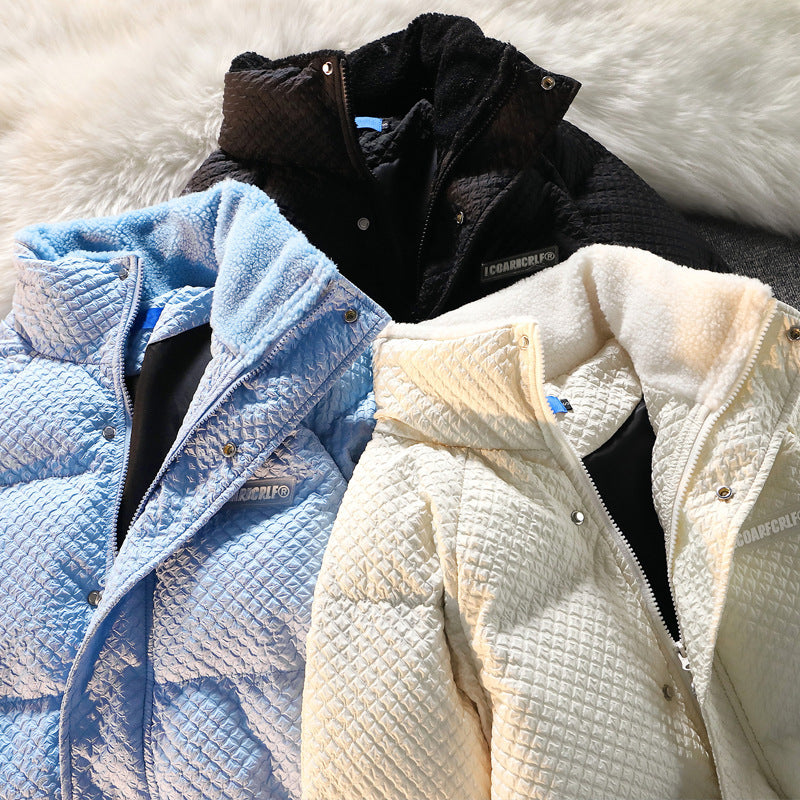 Men's Loose Stand-collar American Retro Waffle Cotton Coat