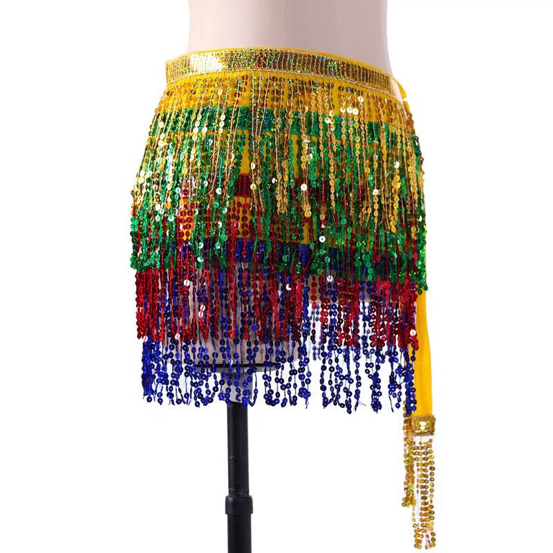 Halloween Indian Dance Hip Scarf Bohemia Sequins