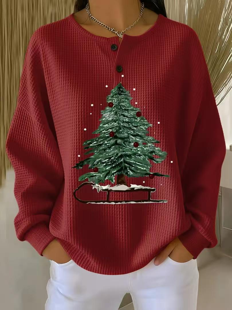 Woolen Button V-Neck Women's Sweater