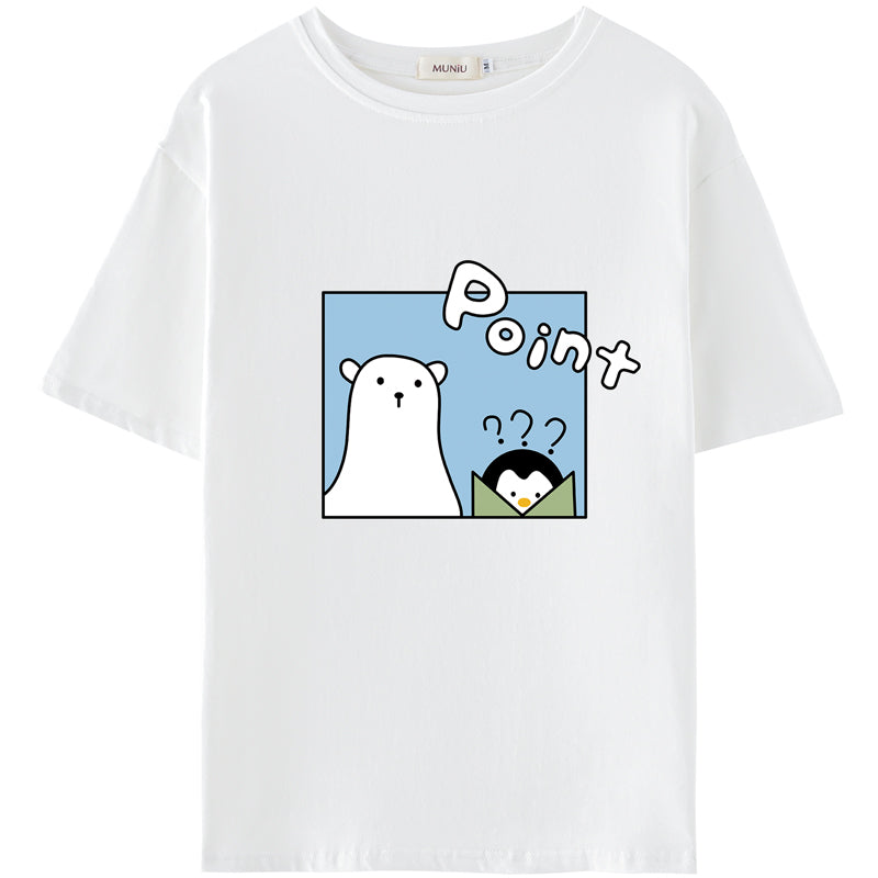 Loose Cotton T-Shirt White Short Sleeve Top