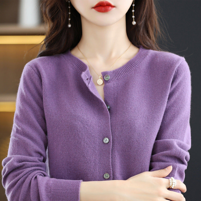 New Womens Short Long-sleeved Knitted Cardigan Sweater
