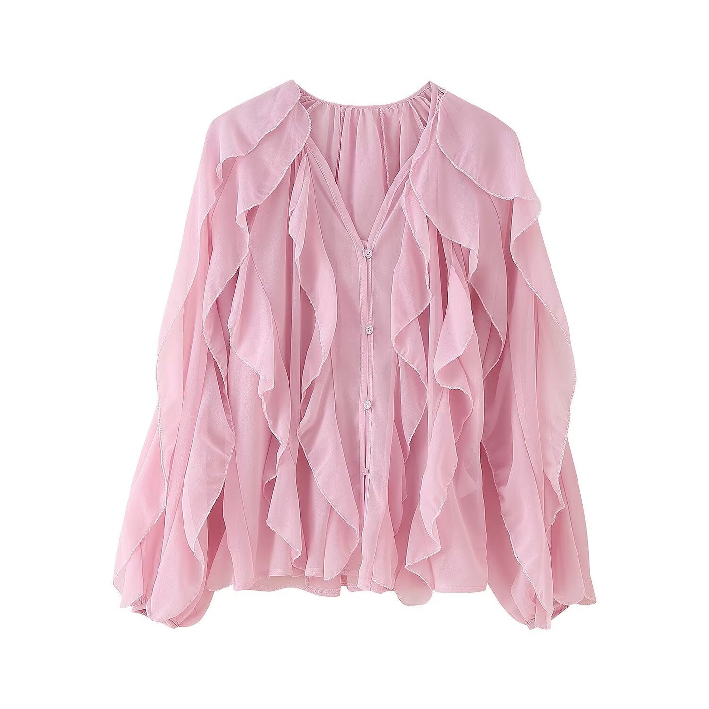 V-halset lagdelt bluse i westernstil til kvinder