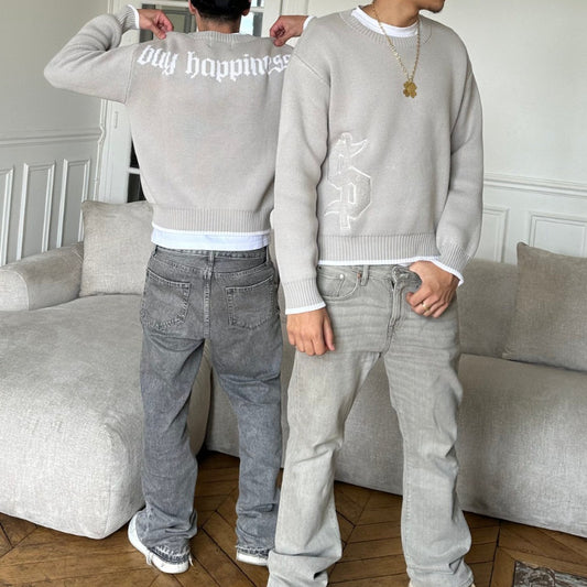 Design Sense Jacquard Loose-fitting Knitwear Autumn Winter Coat
