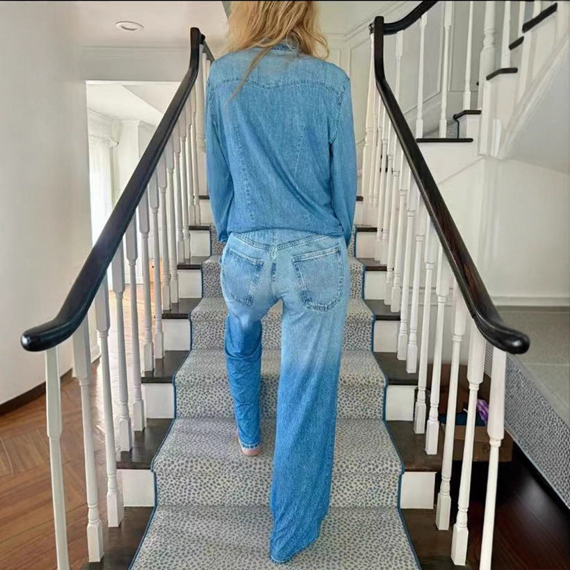New Stylish Casual Womens Denim Two-piece Set
