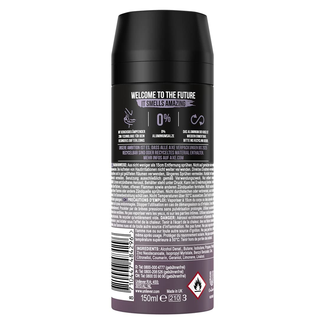Axe Bodyspray Black Night Deo Ohne Aluminium Sorgt 48 Stunden Lang Für Effektiven Schutz Vor Körpergeruch 3X 150 Ml