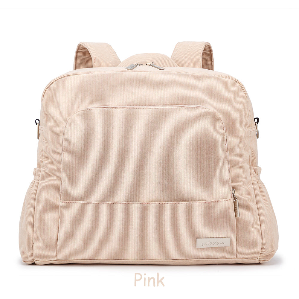 Corduroy Mummy Backpack With Large Capacity And Multifunction