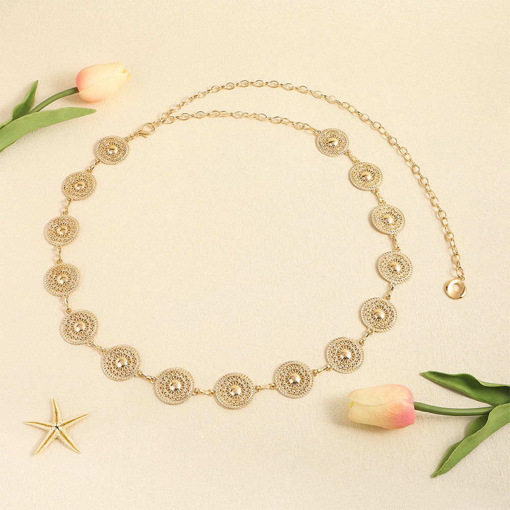 Body Chain Simple Metal Belt Decorative Waist Chain Women's Fashion Chain Cutout Iron Geometric Chain