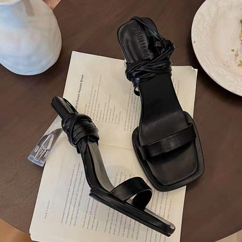 Niche Design Sølv Højhælede Transparente Stilethæle Romerske Rem Elegant Sandaler