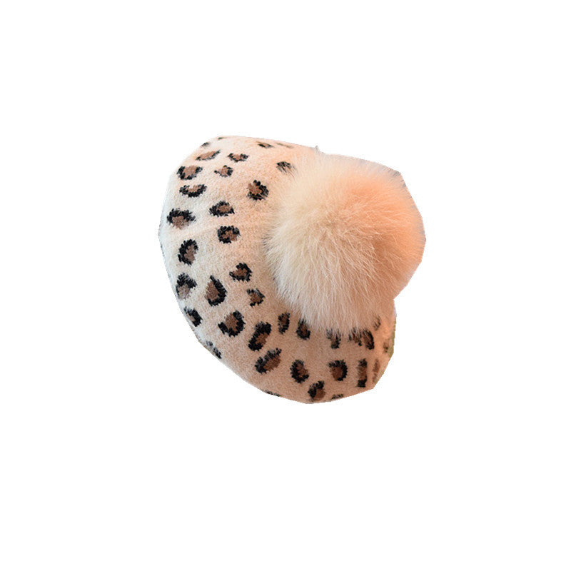 Retro minklignende uld all-match leopard hat mode