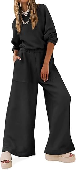 Europæisk Og Amerikansk Mode Sport Og Fritid Langærmet Ensfarvet Rygløs Sweater Jumpsuit Sæt Til Kvinder