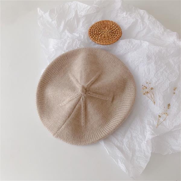 Solid Color Children's Knitted Hat Beret Hat Autumn Baby Soft Painter Yarn