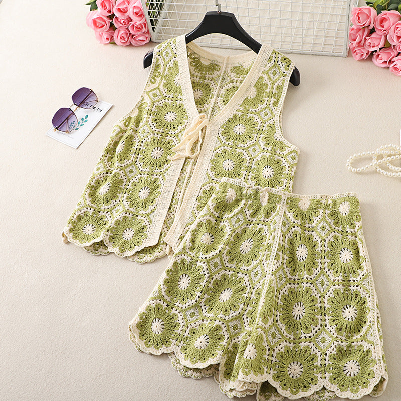 Beautiful Vest Top Shorts Colorful Suit