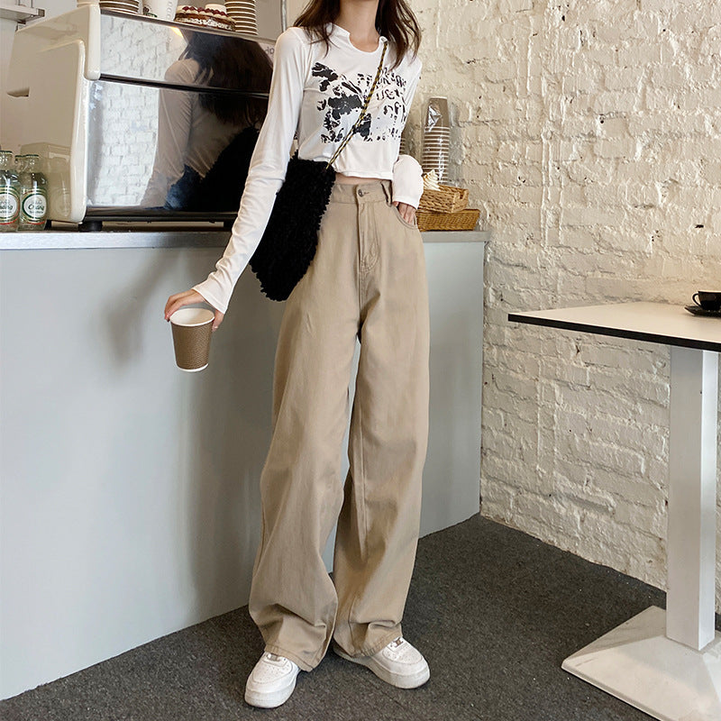 Loose Wide Leg White Jeans High Waist