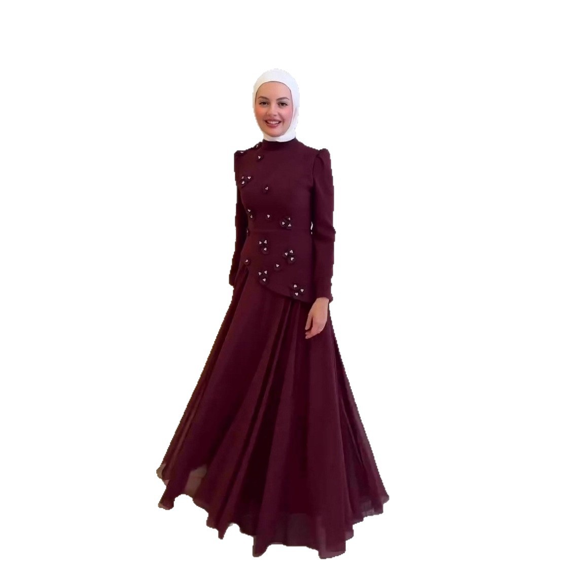Elegant Graceful Long-sleeved Dress With A Flowing Silhouette