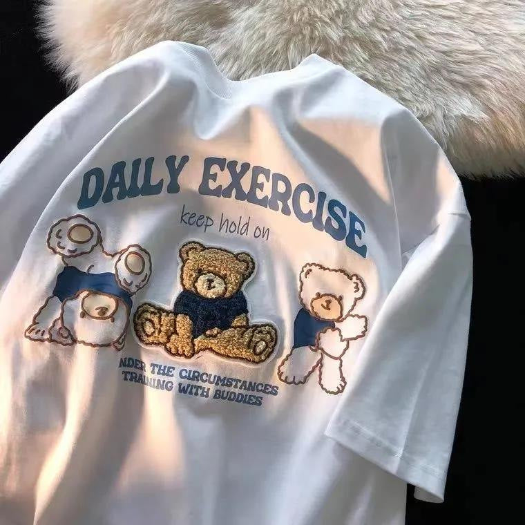 Pure Cotton Bag Collar Flocked Printed Towel Embroidery Milk Series Cute Bear Design Short Sleeve