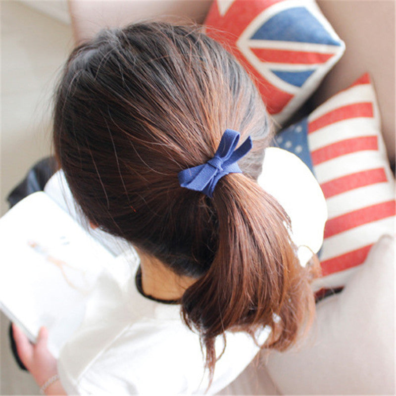 Korean Version Of The Net Red Solid Color Bow Tie Hair Rubber Band