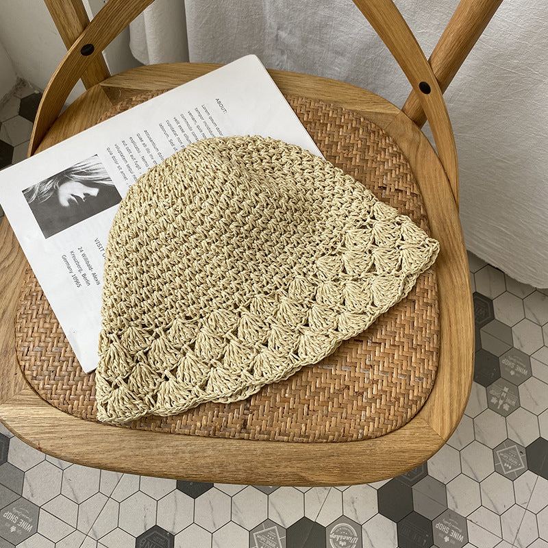 Summer Sun Protection Lace Straw Bucket Hat