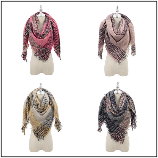 New Style Circle Yarn Square Scarf Shawl Color Plaid