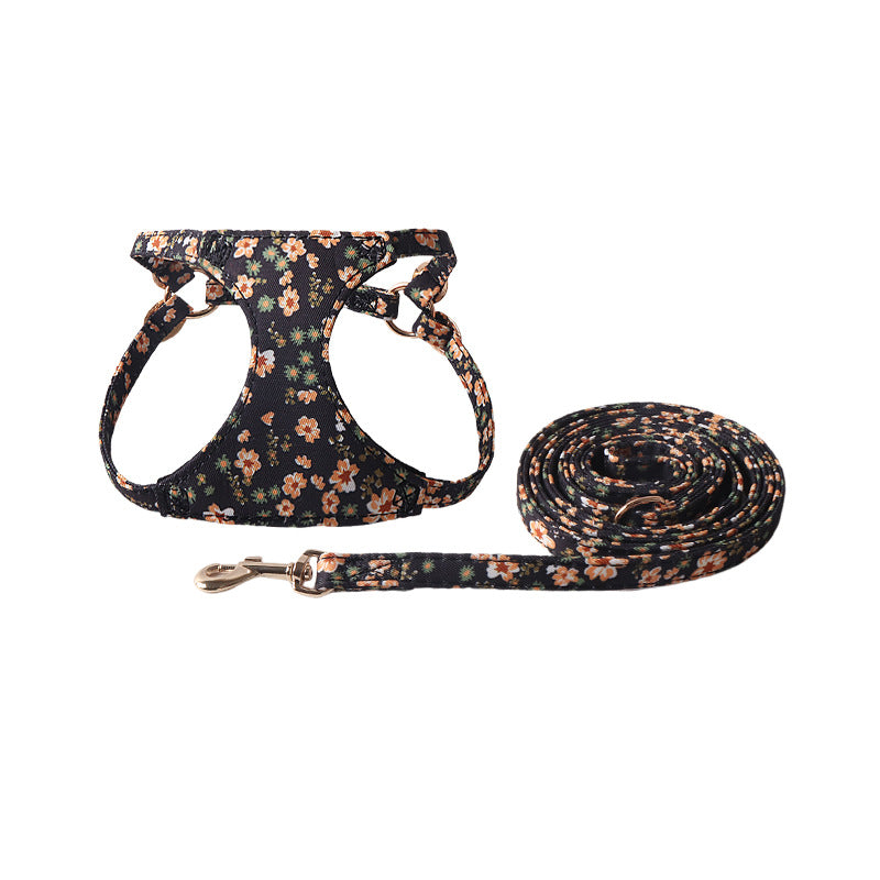 Super Beautiful Floral Series Pet Harness Suit With Hand Holding Rope