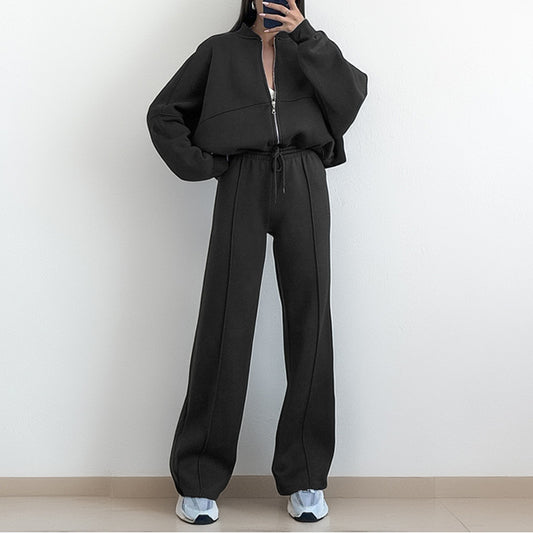 European And American Women's Clothing Suit Fashion Solid Color Casual Loose