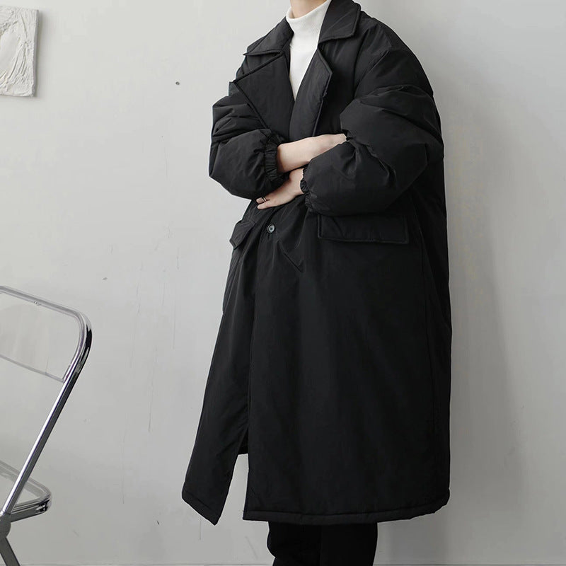 Dark Oversized Suit Over-the-Knee Mid-Length Coat