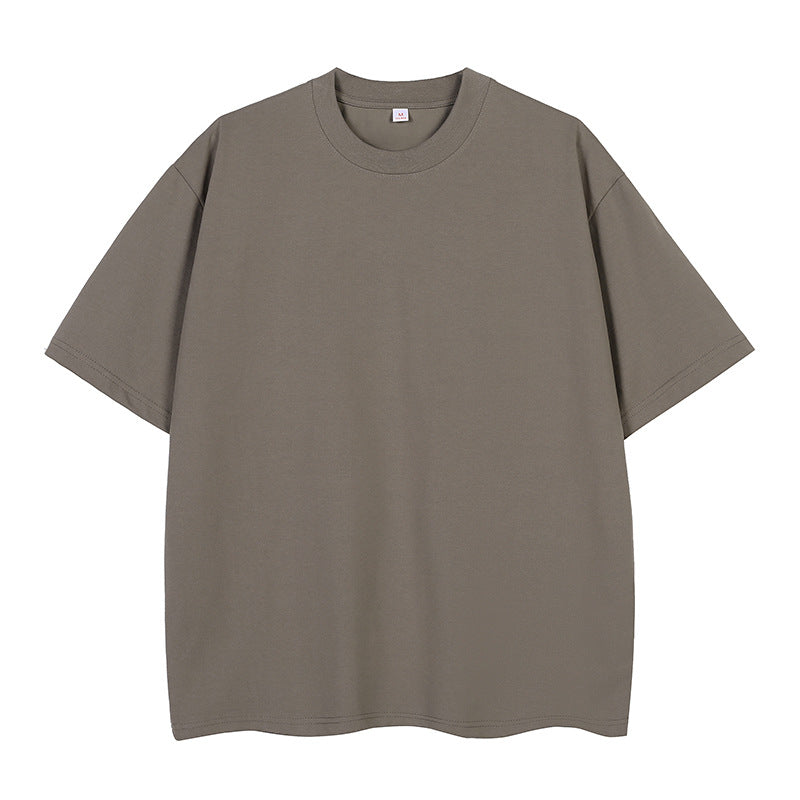 Double Yarn Short Sleeve Sweat-absorbing Cotton T-shirt Top