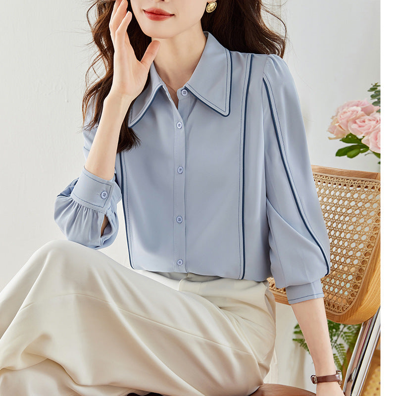 Rigtigt Skud Skjorte Kvinder Niche Efterår Ny Top Chiffon Plus Size