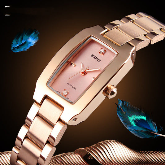 Simple Ladies Diamond-studded British Watch Gold Steel Belt