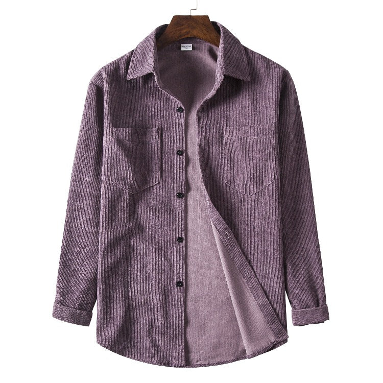 Autumn New Men's Solid-color Corduroy Long Sleeves
