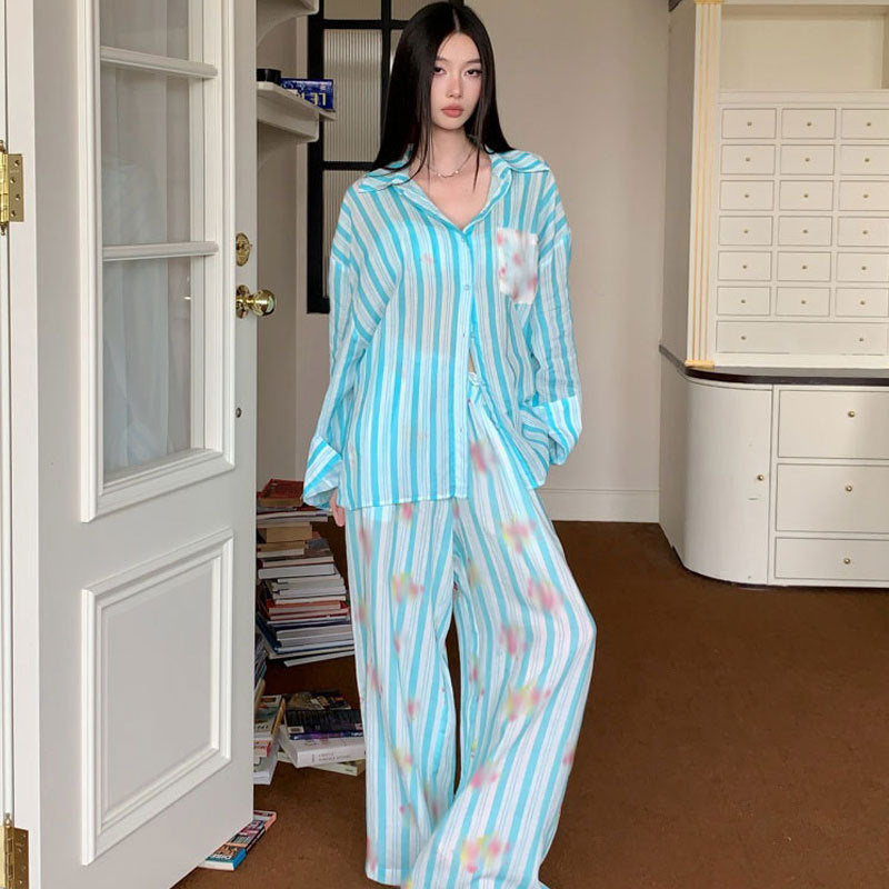 Loose-fitting Long-sleeve Sun-protective Shirt Relaxed Wide-leg Trousers
