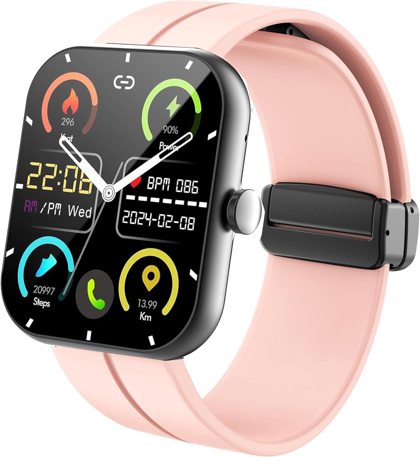 Compatible Wit Zakotu Smart Watch Band, 22Mm Soft Silicone Magnetic Buckle Sport Wristband Replacement Straps Compatible for Zakotu Y66 1.96 Inches Smart Watch (22Mm Size Band, Blue)