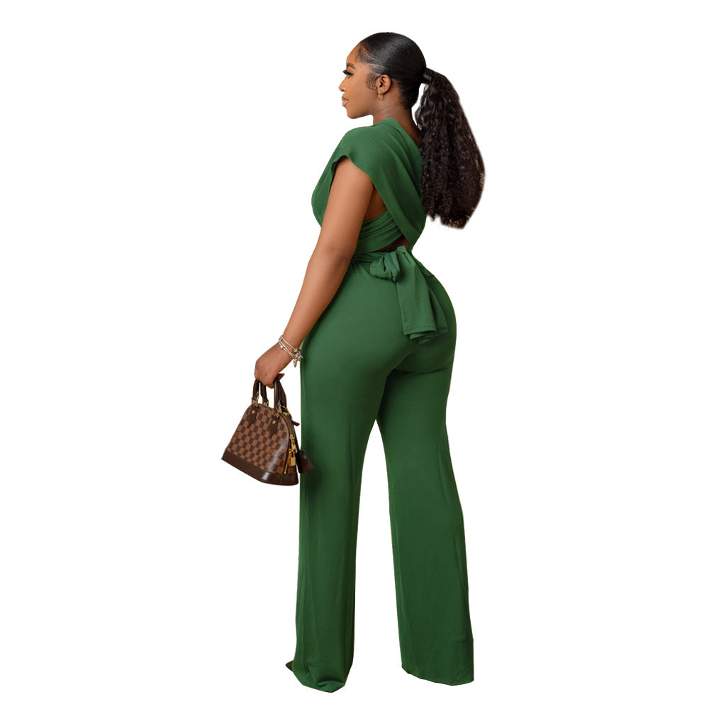 Dame Jumpsuit med ensfarvet talje