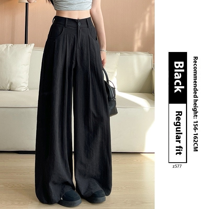 Suit Pants Women's High Waist Baggy Straight Trousers